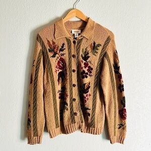 Talbots Petites Floral Cardigan Sweater